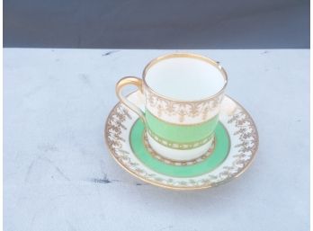 Vintage Paragon Gold/Green Teacup & Saucer