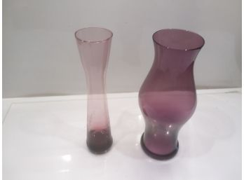 Pair Of Purple Glass Vases