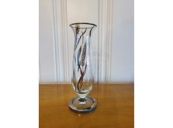 Glass Vase With Silver Tone Accent