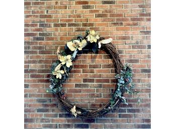 Massive Vine Wreath With Faux Flowers