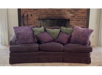 Plush Purple Sofa With Accent Pillows