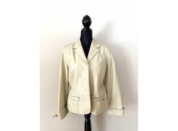 I.e Cream Leather Jacket - Very Soft - Ladies Size Large