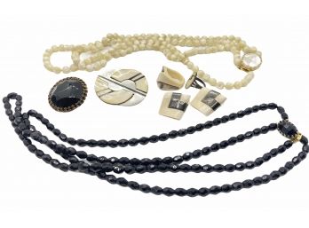 The Black And White Jewelry Collection - 7 Pieces Includes Silver