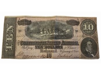 Confederate States OF America Ten Dollar Bill
