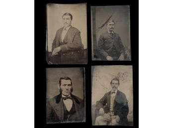 Set Of Four Antique Tin Types Photos Of Gentlemen (D)