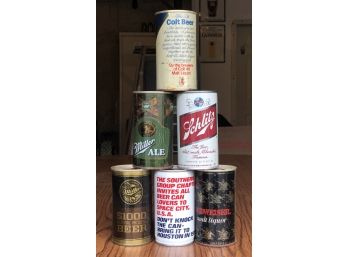 Set Of 6 Vintage And Collectible Beer Cans Budweiser Miller Colt Schlitz