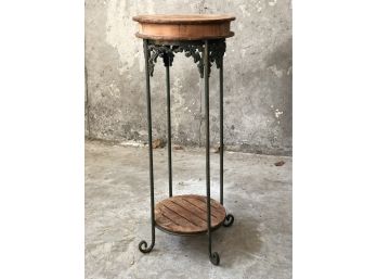 Vintage Wood And Metal Plant Stand