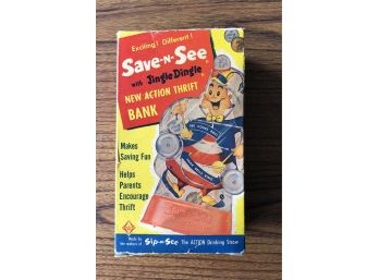 Antique Save And See Action Thrift Bank In Original Packaging