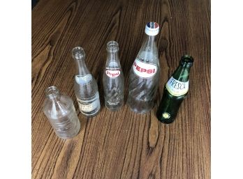 Lot Of 5 Vintage Collectible Soda Bottles, Pepsi Fresca