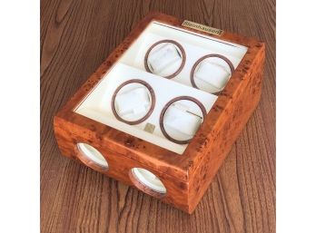 Gorgeous Steinhausen Wood And Glass 4-Watch Winding And Display Case