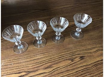 Set Of 4 Etched Glass Goblets