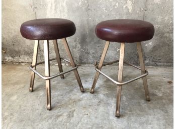 Pair Of Vintage Vinyl And Metal Stools By Gasser Chair Co.