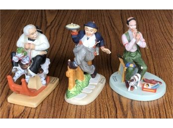 Set Of 3 Collectible Norman Rockwell Porcelain Figurines