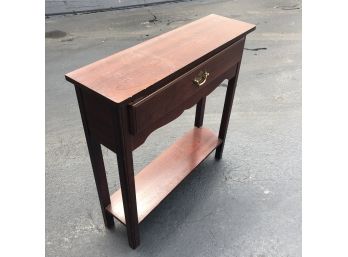 Small Wooden Side Table With Brass Pulls And Hardware