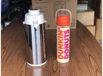 Pair Of Vintage Thermos' Including Dunkin' Donuts