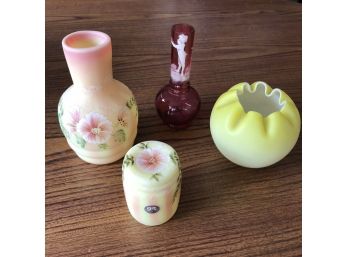 Lot Of 4 Assorted Glass Vases Fenton