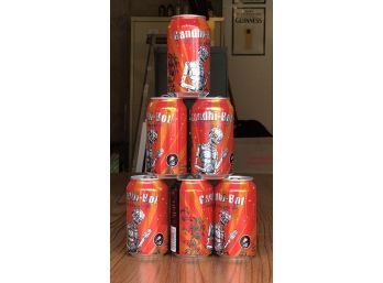 Set Of 6 Discontinued Collectible Gandhi-Bot Beer Cans