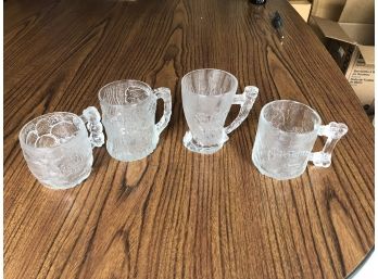 Set Of 4 Collectible Glass Flintstones Mugs
