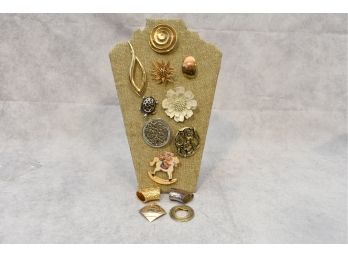 Collection Of Fashion Brooches And Scarf Rings