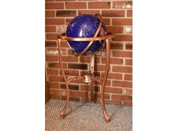 Floor Standing Blue Lapis Gemstone World Globe