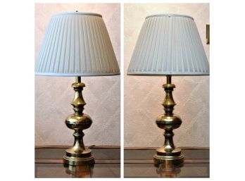 Pair Of Brass Table Lamps.