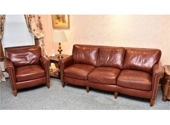 Stickley Leather Couch And Arm Chair Set