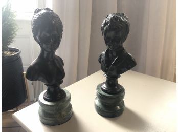 Marble Base Male And Female Busts