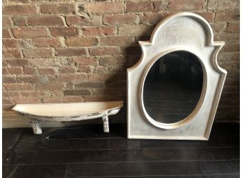 Beautiful Distressed Mirror With Shelf