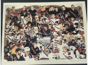 NY Rangers Framed Miniature Of Original Acrylic Painting By 'Stan Kotzen'