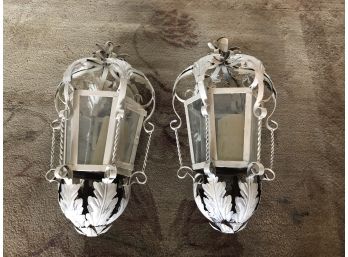 Pair Of Distressed Candle Lanterns