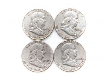 Four Franklin 90 Silver Half Dollars