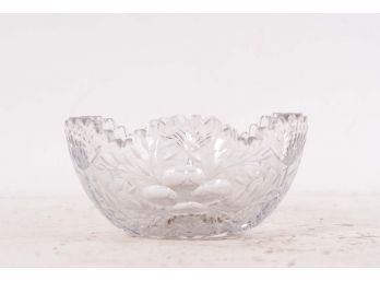 Cut Glass Candy Dish With Scalloped Edge