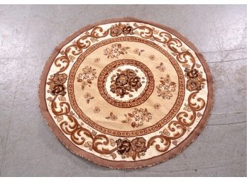 Round Brown Floral Area Rug