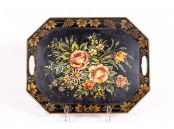 Floral Painted Tole Tray