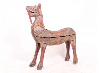 Balinese Carved & Painted Wood Animal Sculpture