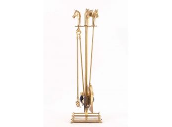 Brass Fireplace Tools With Horse Head Handles