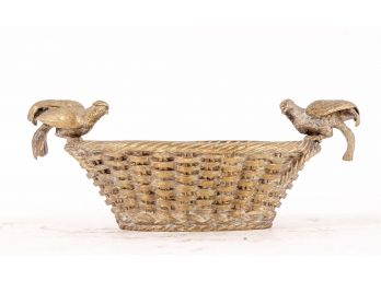 Gilt Copper Basket With Pheasant Handles