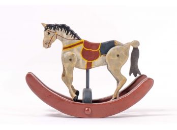 Antique Folk Art Rocking Horse Figurine