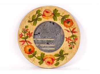 Round Mirror With Painted Rose Frame