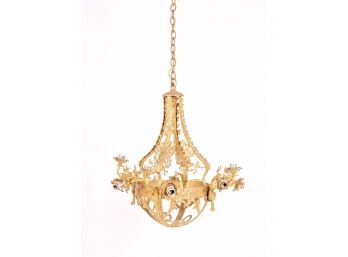 Stunning Gilt Tole Chandelier