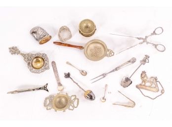 Collection Of Antique Silver Or Silver Plate Small Items