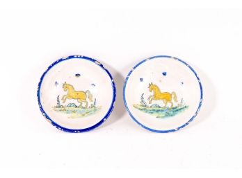 Pair Of Hand Painted Plates With Unicorn Design