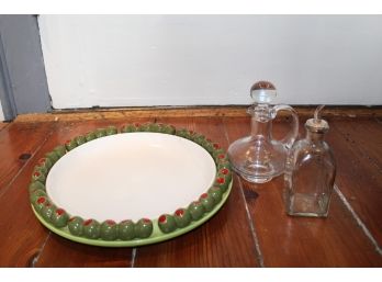 Olive Platter And Salad Cruets