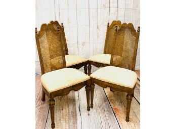 Vintage Mid Century Cane Back Side Chairs - Set Of 4