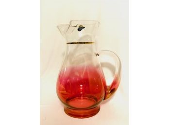 Vintage Mid Century West Virginia Glass Co Cranberry Ombre Pitcher