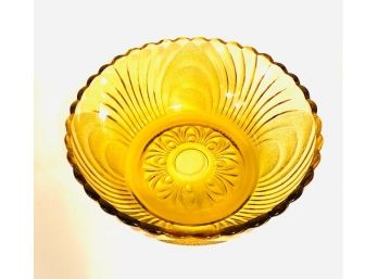 Vintage Amber Glass Serving Bowl