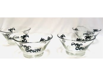 Vintage Mid Century Set Of 4 Glass Popcorn Bowls