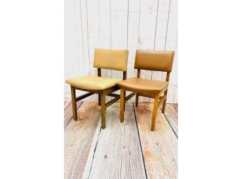 Pair Of Vinyl Upholstered Wooden Occasional Chairs - Kutztown State College