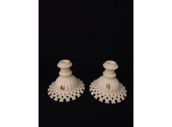 Vintage Westmoreland Milk Glass Candle Stick Holders