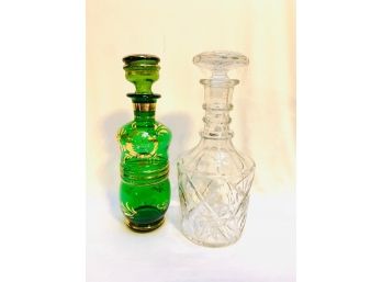 Pair Of Vintage Glass Decanters